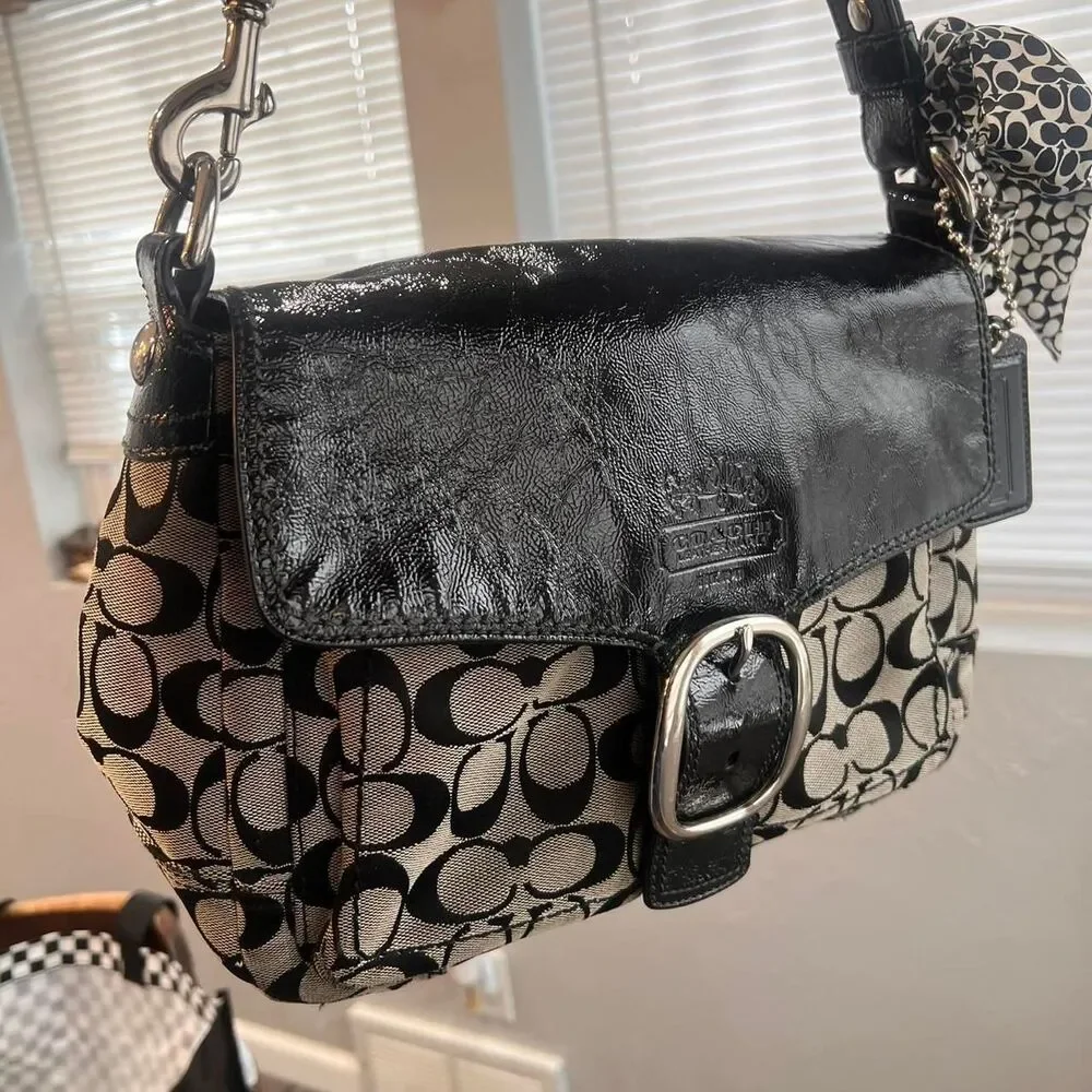 Y2K Coach Bleeker Double Pocket Patent Leather Signature Shoulder Bag Set - Picture 8 of 8